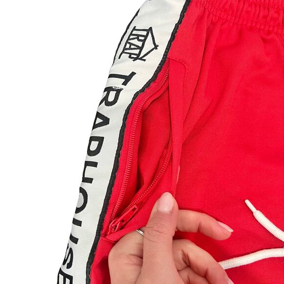 Trap House Red White Sweatpants Track Pants size S Streetwear Athleisure Unisex - Picture 8 of 13